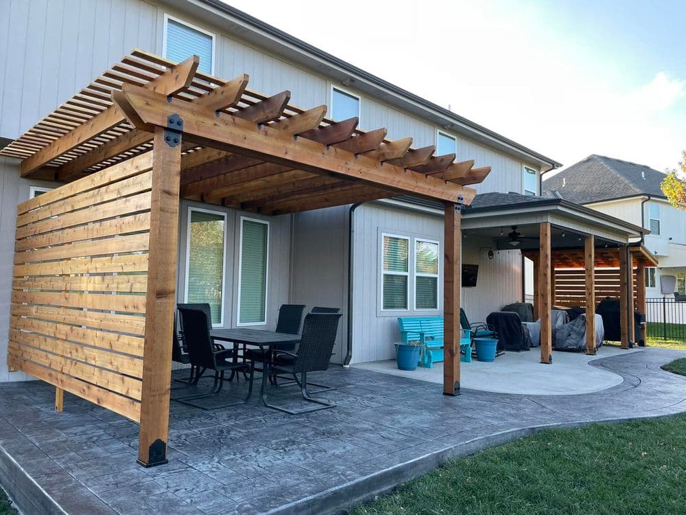 Gallery photos for Stamped Concrete Patio with Stylish Pergola and Grill Station in Kansas City: Image #1