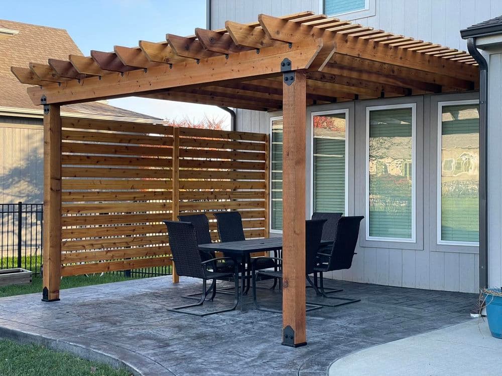 Gallery photos for Stamped Concrete Patio with Stylish Pergola and Grill Station in Kansas City: Image #2